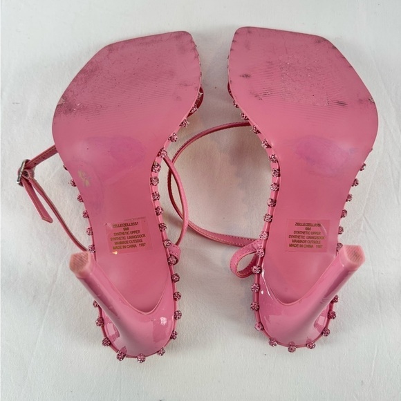 Steve Madden Zelle Square Toe Rhinestone Heels in Pink Size 9 - Picture 10 of 11